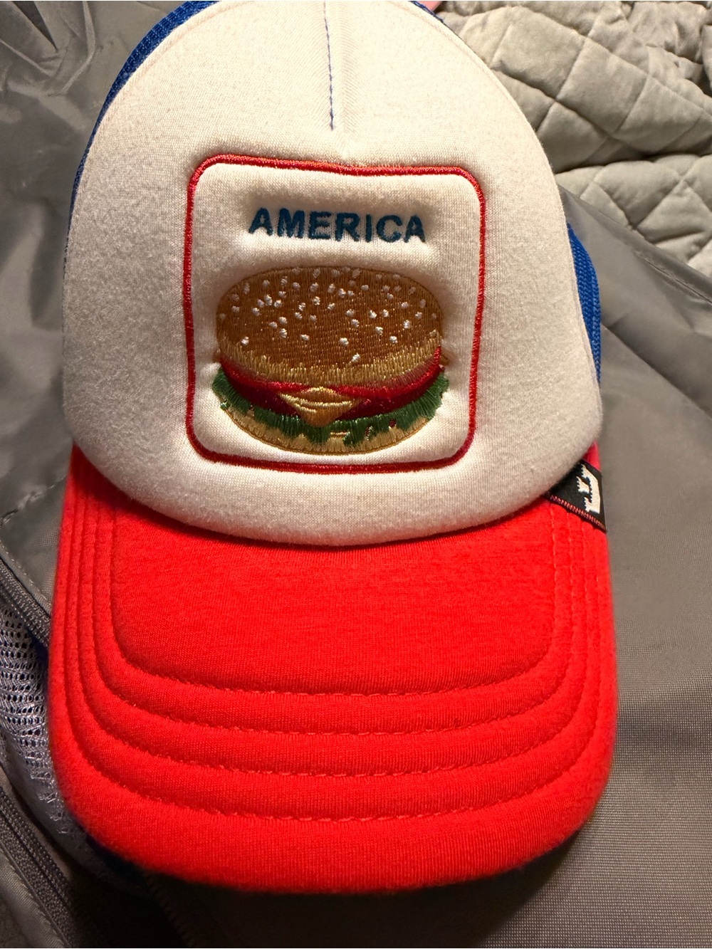 Goorin Bros Red, White & Blue Trucker Hat with Burger Patch